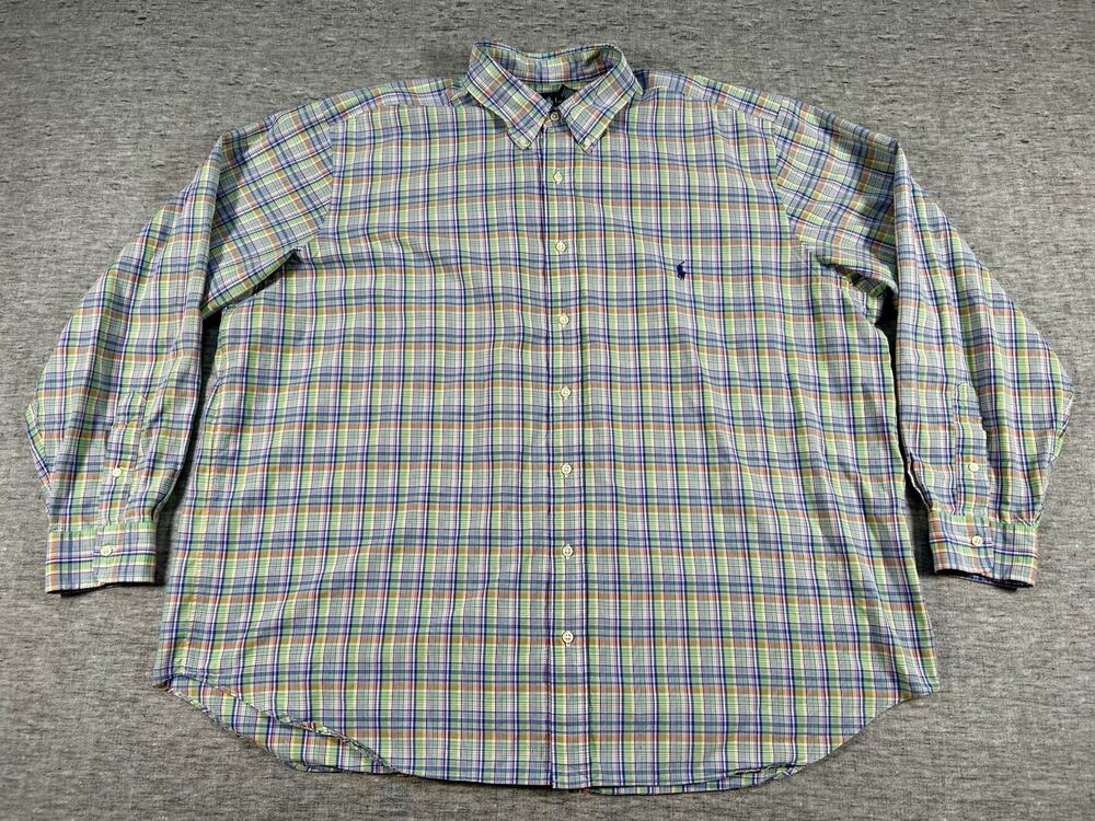 Ralph Lauren Shirt Mens 2XB Plaid Cotton Long Sleeve Heritage Casual Button-Up